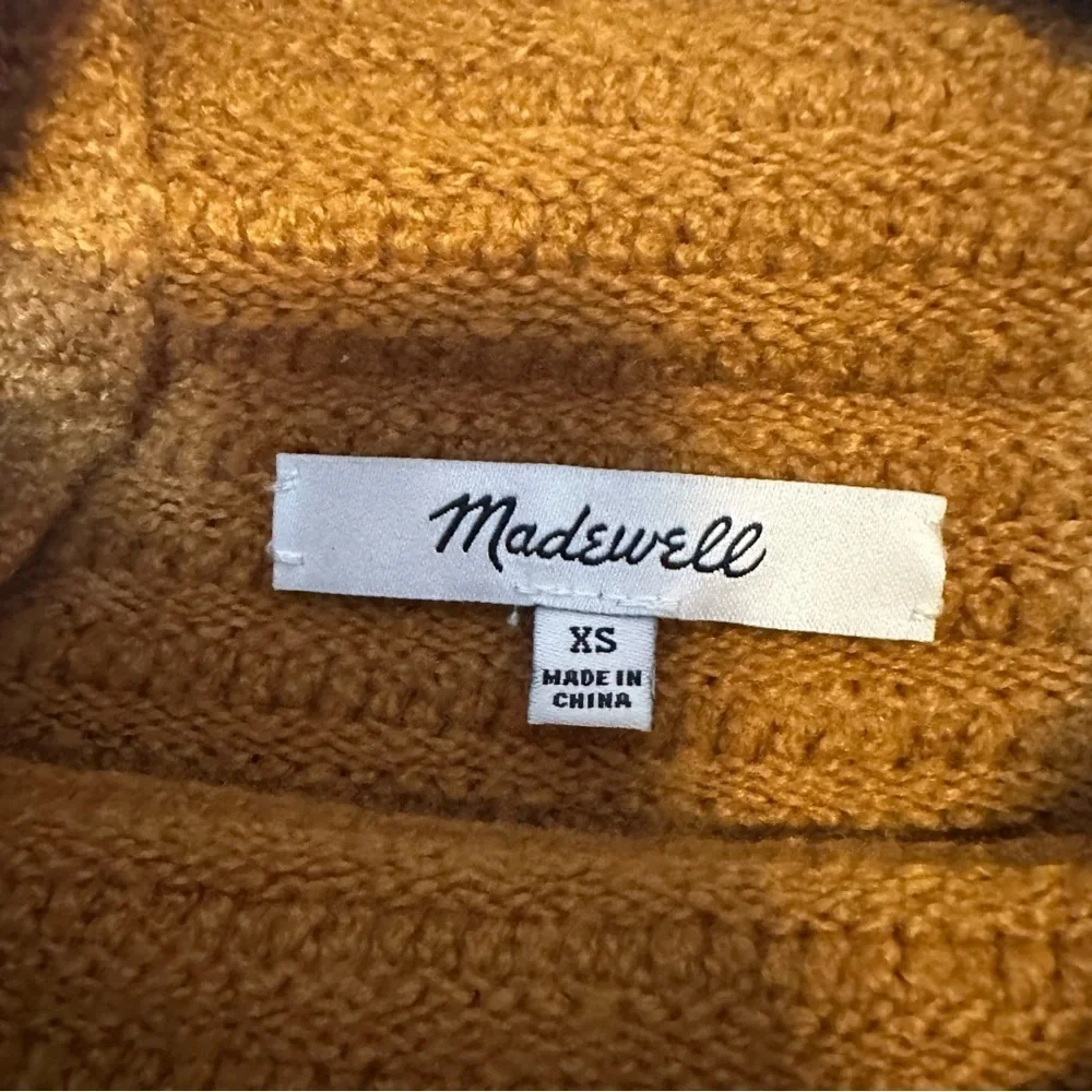 Madewell Belmont Mockneck Sweater in Coziest Yarn in orange.
